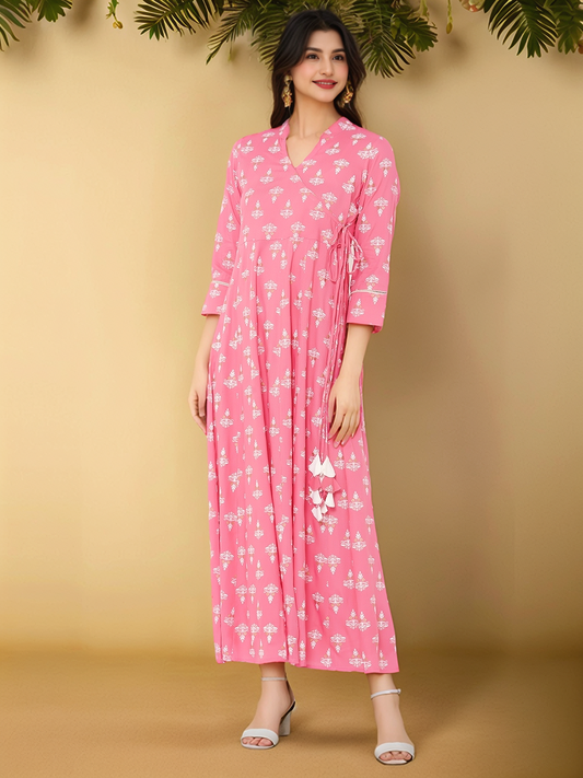 Pink Printed Anarkali Kurta
