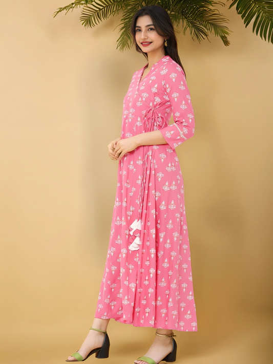 Pink Printed Anarkali Kurta